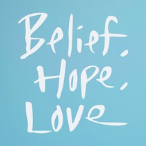 1AM 캘리그라피 인테리어 포인트 스티커 Belief Hope, 흰색
