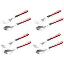 EME 나폴레옹 티타임 세트 포크 소 4p + 스푼 소 4p, 레드, 포크(소)4P + 스푼(소)4P