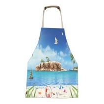 아울리빙 해변 포토 프린트 키친 앞치마, F, 1개