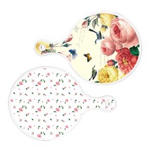 로엠디자인 서빙 원형 보드 도마 PrettyRoses 2p 세트, PrettyRoses, 적자색장미화이트, 1세트