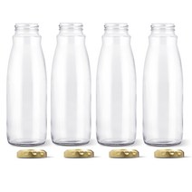 미르코리아 입구넓은형 골드캡 주스병, 4개, 1000ml