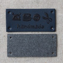 동화상가몰 핸드메이드용 인조가죽라벨 48 x 22 mm, 네이비, 8개입
