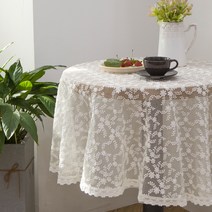 까사엘 마랑 원 테이블 커버, 화이트, 지름 135cm