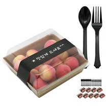 도나앤데코 샌드위치 용기 정사각 크라프트 10p + 띠지스티커 블랙 맛있게 드세요 10p + 블랙스푼 10p + 포크 10p, 1세트, 용기하단 10p + 뚜껑 10p + 띠지스티커 10p + 스푼 10p + 포크 10p