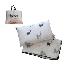 티피 여름 유아 거즈 낮잠이불 세트 소형 베개솜 포함 + 부직포 가방, 토니