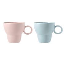 보울보울 볼볼빈티지 머그컵 380ml 2p 세트, 핑크, 블루, 1세트