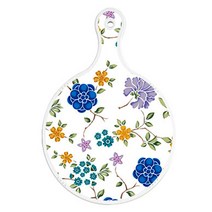 로엠디자인 양면 원형 서빙 도마 보드 로맨틱블루floral화이트, Happy삼각패턴, 1개