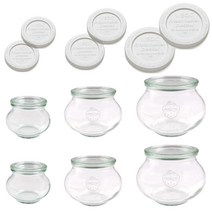 WECK 데코형 밀폐 유리용기 748 2p + 901 2p + 902 2p 세트, 1세트, 유리용기(220ml x 2p + 560ml x 2p + 1.062ml x 2p)  + 유리뚜껑 6p + PE뚜껑 6p