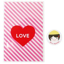 황씨네도시락 하트 쿠키포장 봉투 핑크 90p + 노랑모자 걸 스티커 90p, 1세트