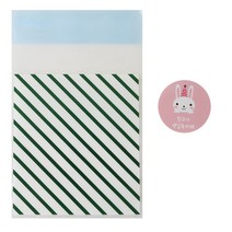 황씨네도시락 접착 스트라이프 봉투 그린 100p + 스티커 토끼 친구야 생일 축하해 100p, 1세트