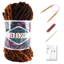 마마니트 패션 털실 쁘띠 목도리 DIY 세트, 5576 골드브라운혼합, 1세트