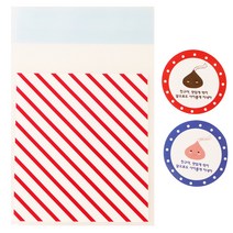 황씨네도시락 접착 스트라이프 봉투 레드 100p + 초콜릿스티커 친구야 맛있게 먹어 100p, 1세트