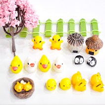 케이지 젤캔들 DIY 테라리움 미니피규어 2p세트 병아리와 오리 친구들 랜덤 발송, 혼합 색상