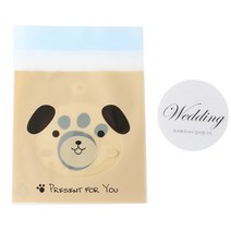 황씨네도시락 접착 애니멀 쿠키포장봉투 강아지 100p + 웨딩 스티커 100p, 1세트