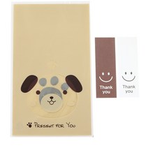 황씨네도시락 비접착 애니멀 봉투 강아지 50p + 스티커 스마일 직사각 화이트 25p + 초코 25p, 1세트