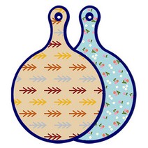 로엠디자인 블루에디션 양면 원형 서빙 도마 소나무두목색, 천청색체리, 1개