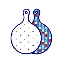 로엠디자인 블루에디션 양면 디자인 원형 서빙도마 세모점, 애플벽색, 1개