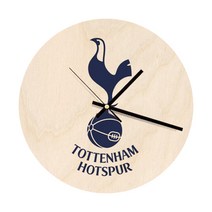 모두의팩토리 세계축구팀 로고인쇄 자작나무 벽시계 원형 23cm, 04 토트넘 핫스터