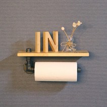 IN PIPE JSK800 파이프원목 선반 키친타올걸이, 고무나무 티크, 1개