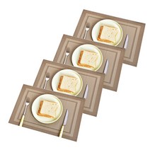 앤티스 유럽스타일 PVC 방수 테이블매트 4p, 카키, 45 x 30cm