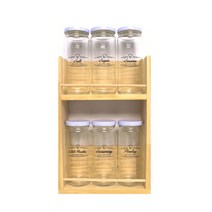 핸드팩토리 양념통 우드선반 세트, 1세트, 양념통 원형 라지 화이트캡 6p + 2단 우드선반 중 + 라인쿡햇 라벨