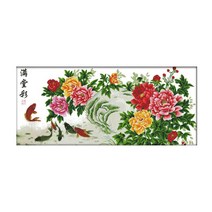 ZKF 십자수 DIY 세트, 1개, 색색의 모란