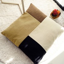 나비손길 직사각 큐브 조각A 쿠션커버 솜포함, 밤색