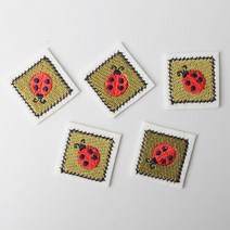 패션포인트 미니 자수 와펜 네모패치 28 x 28 mm, 무당벌레, 5개입