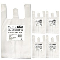 롯데이라이프 비닐봉투 백색 중형 42 x 52 cm 90매, 12L, 5개