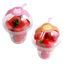 봄91 D-11 330ml 돔형 디저트컵 50p + 곰토끼캔디팝 스티커 50p + 포크 랜덤 발송 50p, 1세트