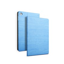 우수스 우드무늬 가죽 아이패드 케이스, 스카이블루