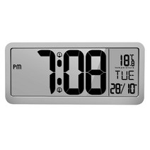 다이엔 LCD 초대형 와이드 스크린 탁상 벽걸이 시계, 실버그레이