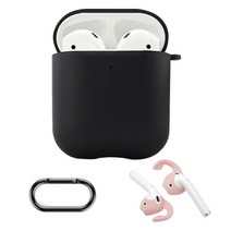 오펜트 무선충전 먼지 안붙는 에어팟2 TPU케이스 + 에어팟 전용 고리 랜덤 발송 + 에어팟 걸이, 블랙