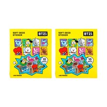 BT21 엠보플레이크 스티커, 코믹팝, 2개