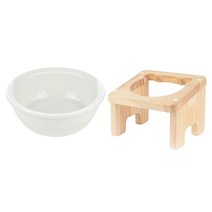캣토피아 원목 반려동물 식탁 + 도자기식기 1구 세트 높이 12cm, 혼합 색상, 1세트
