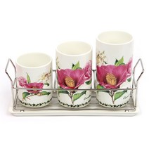 로얄에식스 도자기 3종 수저통 세트, 대장미, 1세트