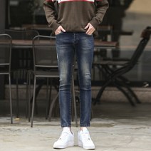 플레이즈 남성용 기모 버튼디테일 스크래치 청바지