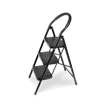 코끼리리빙 접이식 스툴 사다리 S형 3단 블랙, 1개