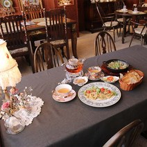 작은꾸밈 린넨 방수 테이블보 식탁보, 다크그레이, 4인(180 x 130 cm)