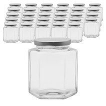 투명 육각 유리병 500g 실버캡, 30개, 유리병 30p