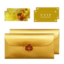 럭키심볼 행운의 선물 네잎클로버 생화 황금카드 + VVIP 럭셔리 봉투 + 황금 대박 지폐, 혼합 색상, 2세트