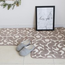 까사베르데 웬디 극세사 주방매트 + 발매트 세트, 카스테라