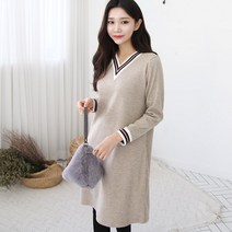 라이프 브이넥 임산부 원피스