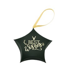 도나앤데코 미라클 별모양 포장 상자 + 리본 세트, best wishes 그린, 20세트