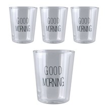 굿모닝 유리컵 300ml, 블랙, 4개