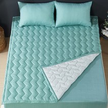 보드래 보송보송 느낌의 보드라운 퍼펙트 침대 패드 겸 카페트 + 베개 커버 세트, 민트