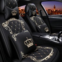 왕관 차량 전좌석 시트 풀커버 왕관 쿠션 세트, 골드, 1세트