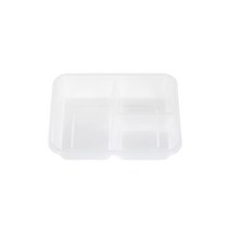 쿡앤락 칸칸이 도시락 사각밀폐 일회용 용기 3칸 1300ml 투명 몸통, 1개입, 200개