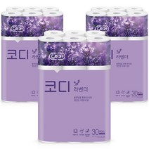 코디 라벤더 3겹 롤화장지 30m 랜덤발송, 3팩, 30롤