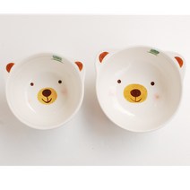 모이내츄럴 동물밥공기 + 대접 어린이식기 세트, 곰, 밥공기 + 대접